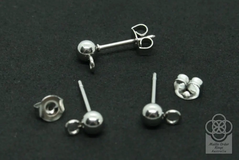 Ball Stud Earrings - Maille Order Rings Australia
